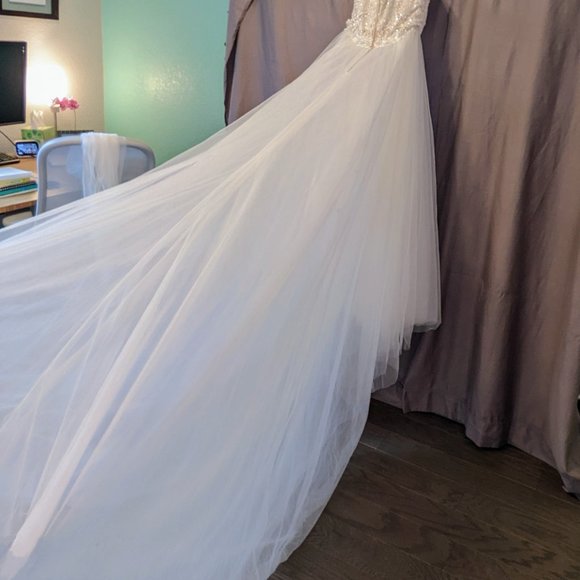 Strapless Wedding Dress with Tulle Slit Skirt - Picture 16 of 16